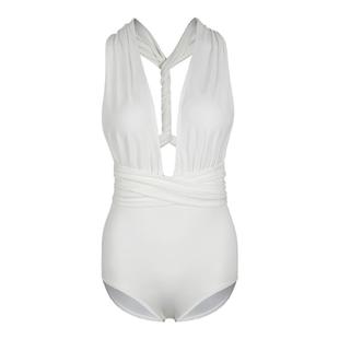 walkingChic连体泳衣女海边度假三角白色性感高级绝美泳装比基尼