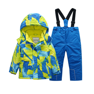 新款儿童滑雪服套装男中大童加厚保暖冬季防风防雪宝宝棉衣裤外套