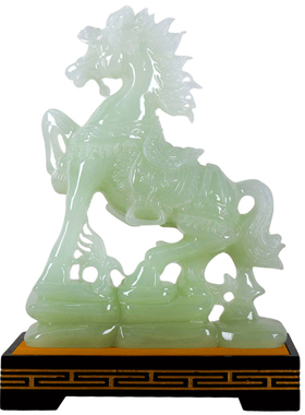 玉石奔马摆件领导客厅电视柜