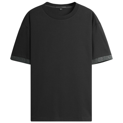 EHE男装100%高纱支丝光精棉休闲通勤圆领短袖T恤男春季新款