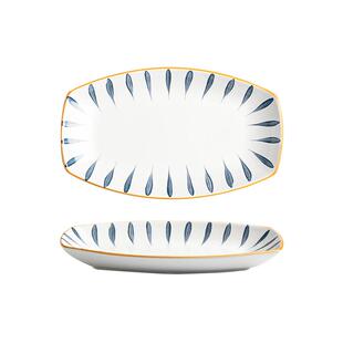 双耳鱼盘家用2026新款蒸鱼盘子高级感陶瓷鱼碗鱼盆餐具大号装鱼碟