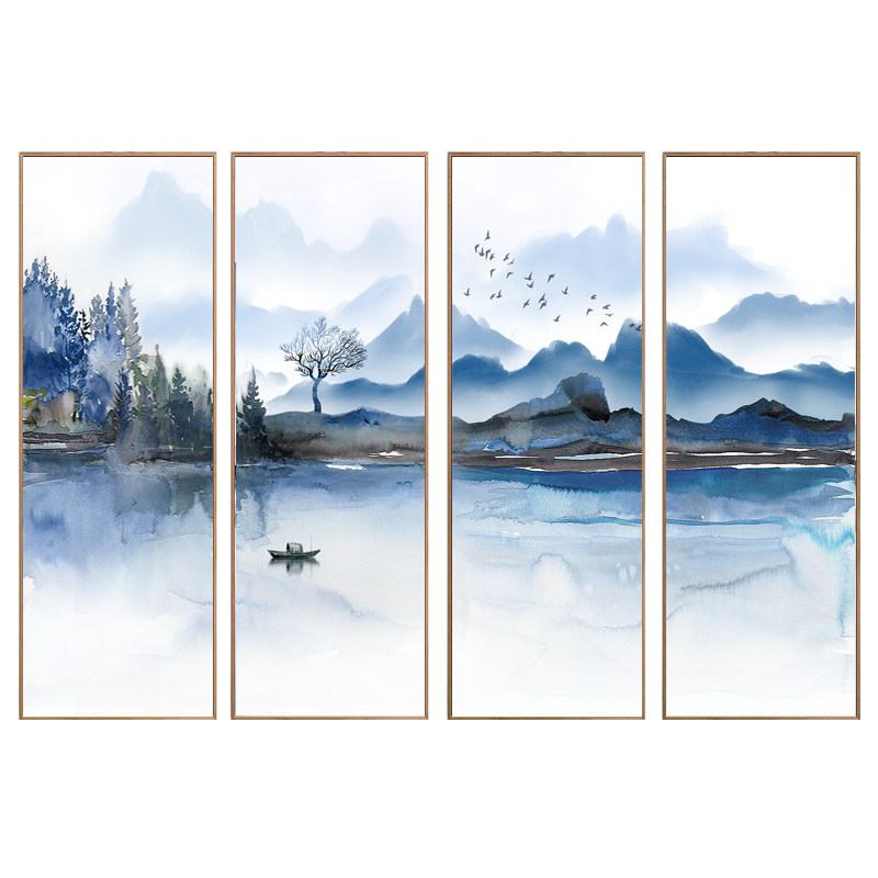 沙发背景墙山水抽象风客厅装饰画