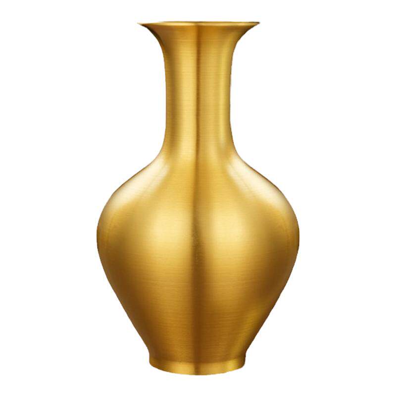 纯黄铜花瓶佛堂佛前净水瓶客厅插花瓶居家装饰品摆件玉净瓶拉丝