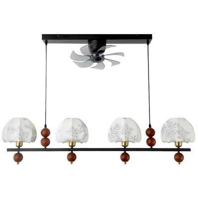 默川法式中古风布艺餐厅风扇灯