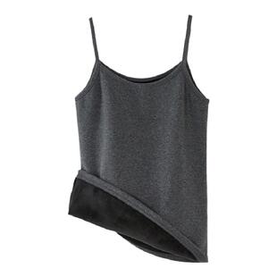 保暖背心秋冬季加厚加绒细柔绒贴身内穿打底衫内搭吊带纯白上衣