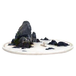 青石假山盆景硬石山水景观风水摆件现代中式客厅奇石招财镇宅石头