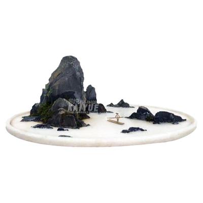 盆景山水现代中式风客厅招财青石