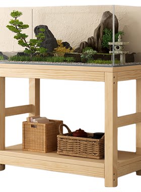 热卖~实木底座承重架子溪流缸