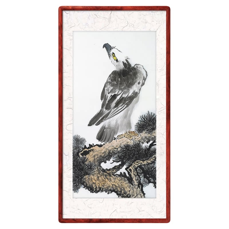 手绘大展宏图画 金雕画 手绘雄鹰展翅画 水墨泼墨老鹰画 松鹰挂画