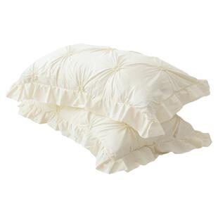 全棉花边枕套一对装纯棉枕头套48*74揪花工艺枕皮大号50cm×80cm