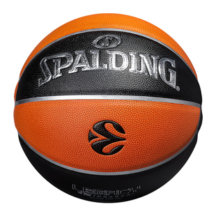 斯伯丁篮球欧洲联赛官方专业室内超纤吸湿软皮TF1000成人七号蓝球