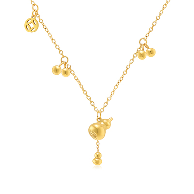 【买3免1】福禄双全葫芦项链女新中式金珠链小葫芦吊坠轻奢宫廷风
