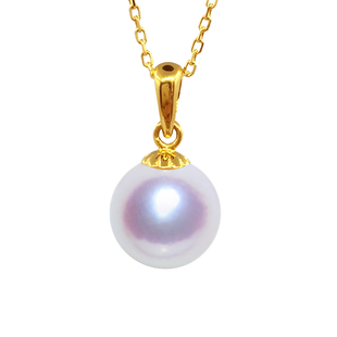 日本akoya天然海水珍珠吊坠单颗18k金珍珠项链经典款瓜子托配海星