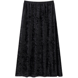 TEASEL「都铎女王」简约直身透气丝绒垂感侧开叉松紧腰半身裙