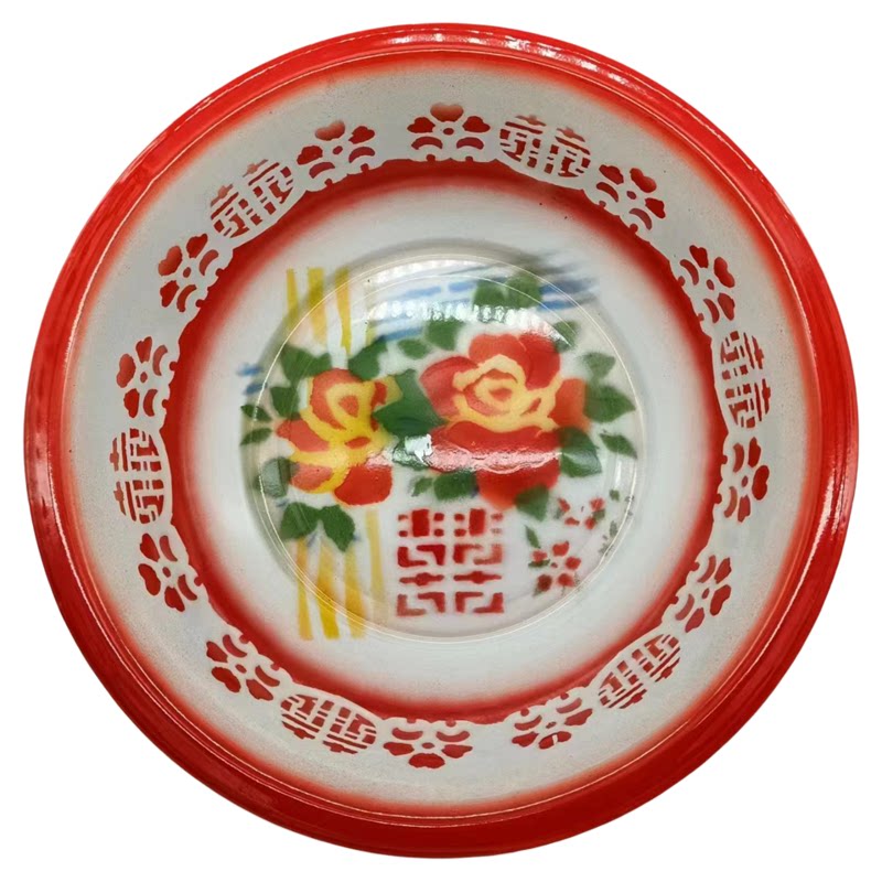 老式搪瓷盆加厚怀旧婚庆盆红花双喜盆传统老款大号泡脚盆洗菜脸盆