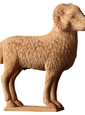 画彩陶羊复古风博古架艺术品摆件