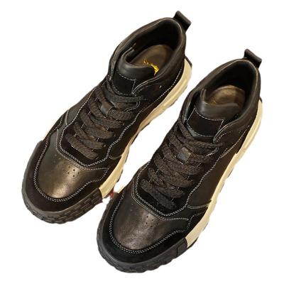 德赛高帮休闲鞋男2025新款真皮厚底减震百搭透气运动鞋复古男鞋