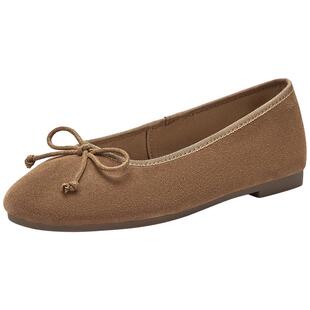 热风平底单鞋女款2025年秋季新款百搭红色气质鞋子配裙子浅口女鞋