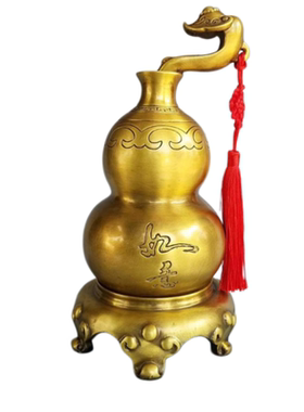 富贵如意葫芦黄铜祥云葫芦家居玄关酒柜电视柜装饰中国结工艺摆件