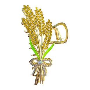 2023年新款高级感黄金麦穗抓夹女发卡盘发鲨鱼夹后脑勺发夹头饰品