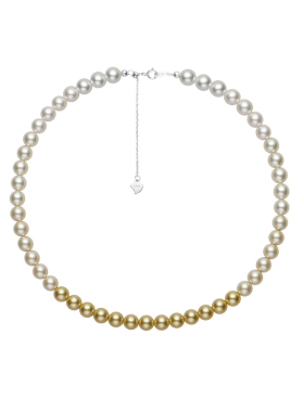 混彩渐变金色珍珠项链女款毛衣链