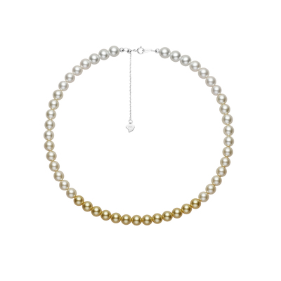 混彩渐变金色珍珠项链女款毛衣链