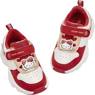 HelloKitty联名戴维贝拉女童运动鞋冬季新款儿童鞋子红色棉鞋新年