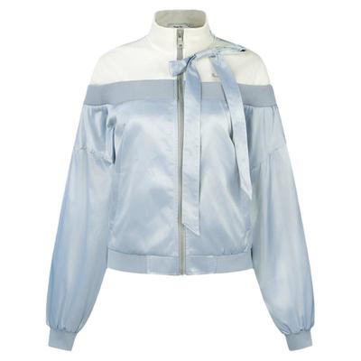 GUUKAHERO深灰拼接缎面立领夹克