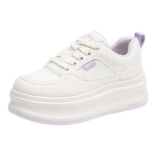 大东网面透气小白鞋女款2026新款春季厚底增高鞋子百搭休闲板鞋女