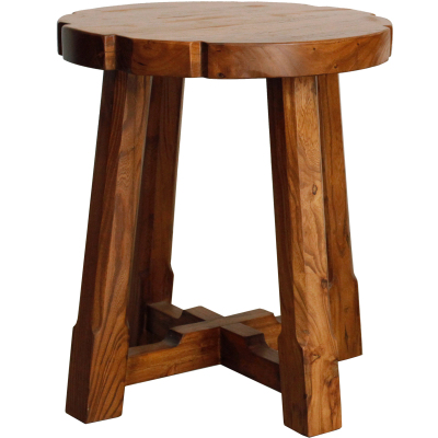 古榆情怀全实木圆凳时尚板凳子结构稳固舒适老榆木餐凳简约梅花凳