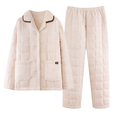 【三层加厚】睡衣女士珊瑚绒夹棉