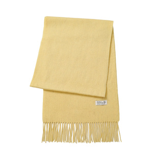 定制款~韩国东大门纯羊毛流苏围巾女秋冬高级感淡黄色围脖披肩ins