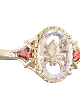 美国代购手作石榴石蝙蝠翅膀戒指