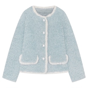 邱莹莹 HELA AOMI “冰雪精灵”绵羊毛100%+水貂毛皮撞色皮草