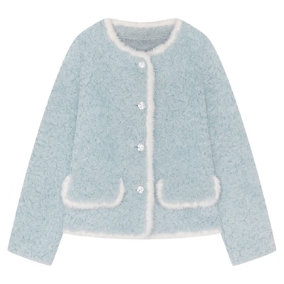 邱莹莹 HELA AOMI “冰雪精灵”绵羊毛100%+水貂毛皮撞色皮草