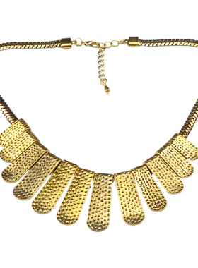 铜色合金令牌点阵刀片链女装饰品