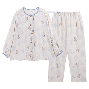 月子服夏薄款睡衣纯棉吸汗10A抑菌纱孕妇待产哺乳口带胸垫家居服