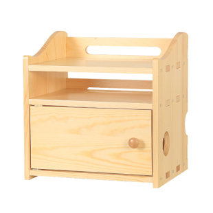 实木桌面wifi放置架机顶盒收纳盒猫无线路由器置物架电线插座收纳