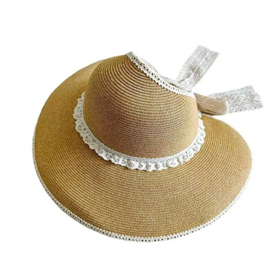 草编空顶大檐防晒显脸小沙滩帽