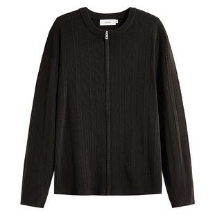 【200支细纱线】ZIOZIA通勤男装26春微阔宽松棒球领针织开衫毛衣