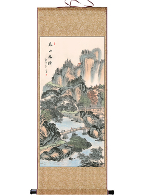 溪山行旅仿古国画山水画酒店茶楼古典挂画包厢字画山水装饰招财画