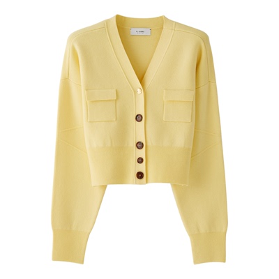 NMORE设计师品牌 25秋季新款 冰川蓝V领结构线长袖短开衫