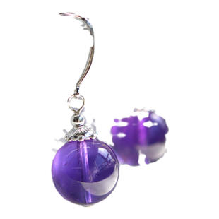 紫水晶耳坠女乌拉圭紫色水晶耳环散珠子耳钉2025新款爆款玄学耳饰