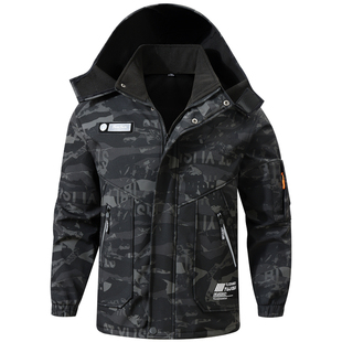 冲锋衣男款秋冬季加绒工作服外套三合一户外防风防水工装防寒服