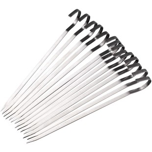 烧烤签子304不锈钢吊炉扁签空气炸锅烤箱羊肉串烤肉专用挂钩铁签