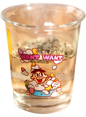 旺旺周边新品旺仔玻璃杯360ml办公室水杯家用水杯果汁杯