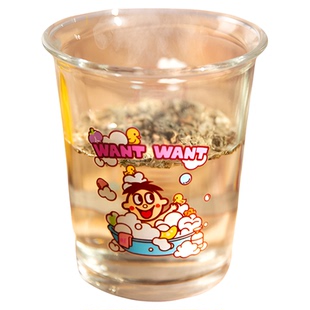 旺旺周边新品旺仔玻璃杯360ml办公室水杯家用水杯果汁杯