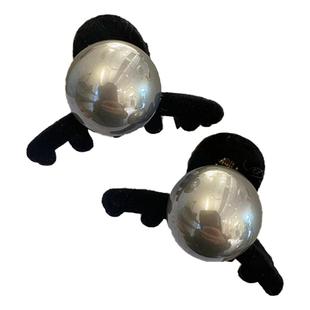 灰调珍珠半扎发发夹头饰优雅刘海小抓夹女2025新款高级感鲨鱼夹子