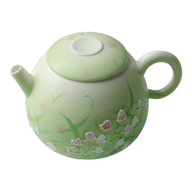 植述青野手绘铃兰花功夫茶具套装高档一壶一杯轻奢家用泡茶壶茶杯