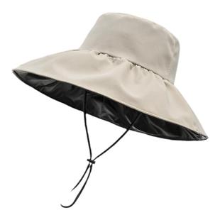 防晒帽子女款黑胶大檐防紫外线遮阳帽户外夏季渔夫帽骑车太阳帽女